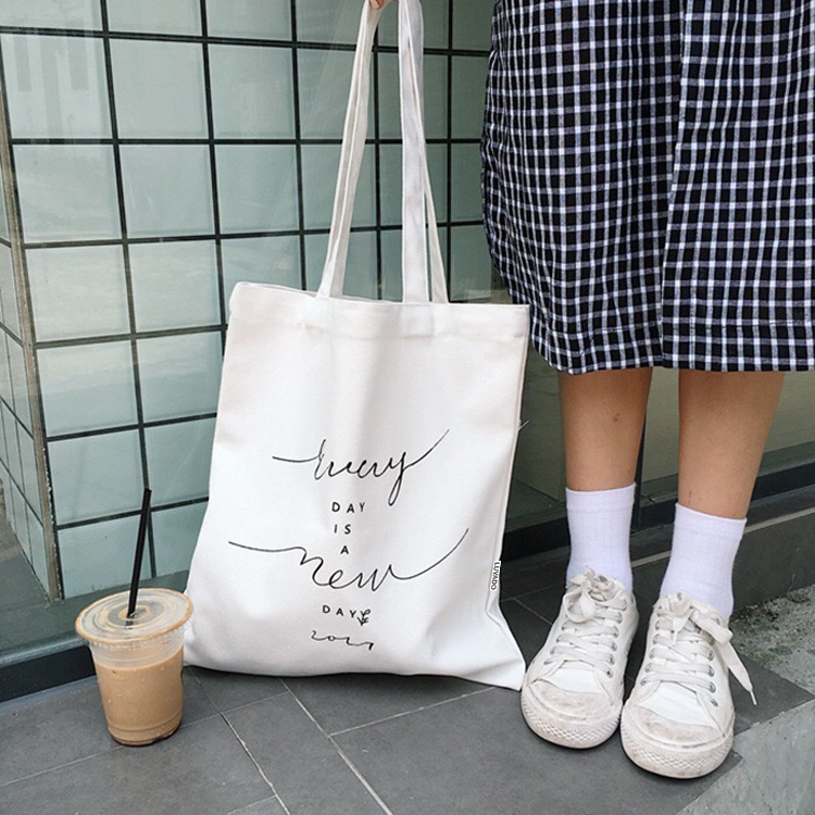 Túi tote vải đeo chéo canvas bag giá rẻ đẹp đi học LUVADO TX768