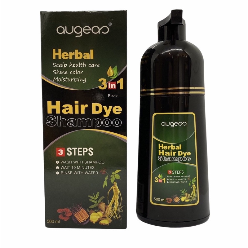 Dầu Gội Nhuộm Phủ Bạc Nhanh Augeas 500ml Black Hair Shampoo