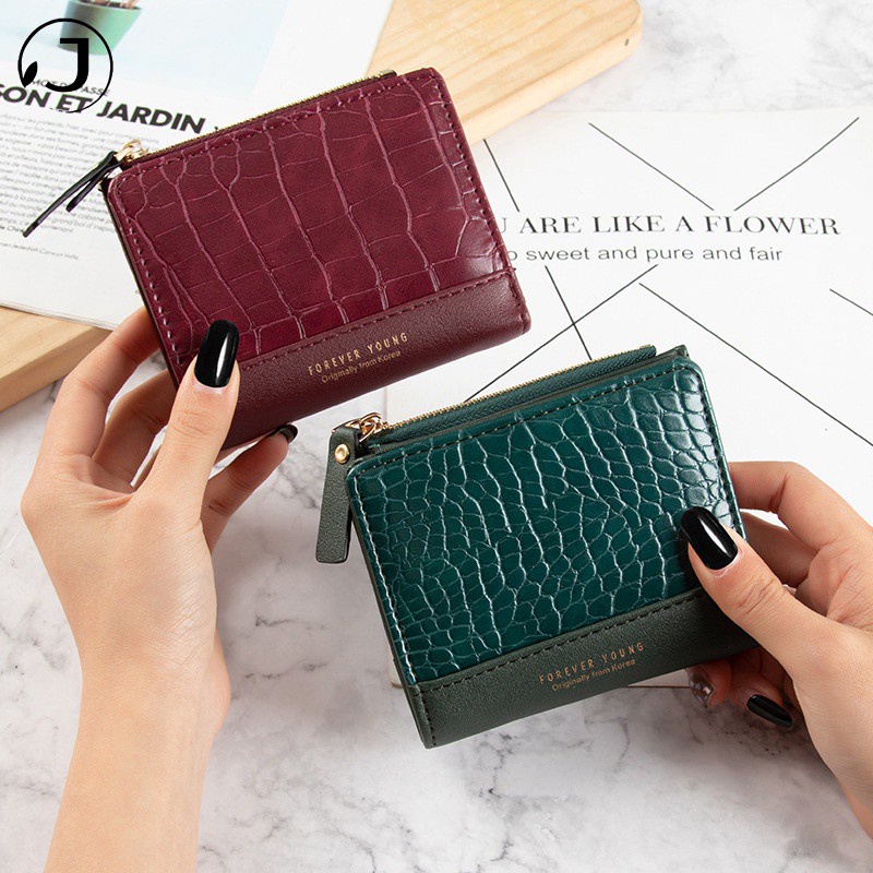 Ví cầm tay dáng ngắn Đẹp Thời Trang Mini  Nhỏ Gọn Gập Cao Cấp Da Bóp Đựng Tiền có khóa kéo và nhiều ngăn đựng phong cách cổ điển thời trang sang trọng cho nữ