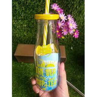 ( SALE XẢ KHO) Bình thủy tinh Lipton ống hút 430ml hàng khuyến mãi từ trà lipton