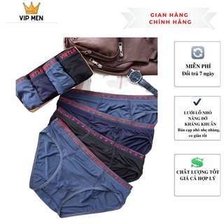 Quần lót nam thông hơi, quần sịp tam giác lưới lỗ nhỏ co giãn 4 chiều TVL130, combo 4 quần sịp chéo - Vipmen