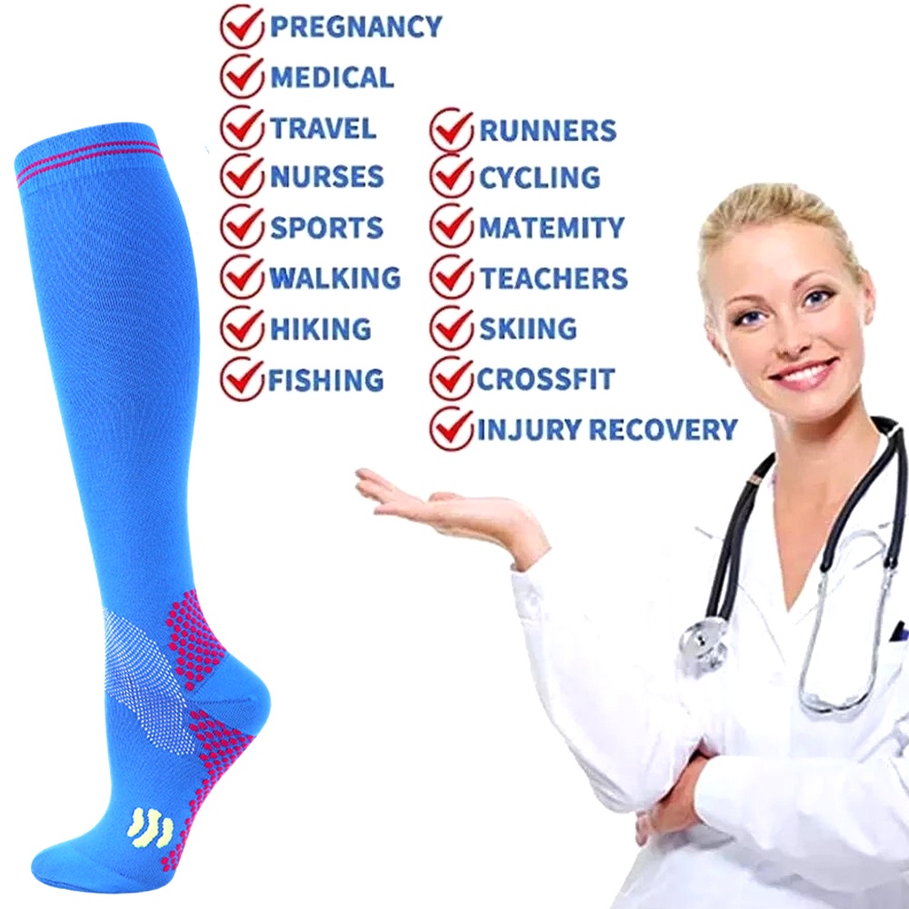 1 Đôi Tất Nén Y Tế 20-30mmhg Hỗ Trợ Tuần Hoàn Y Tá / Thể Thao Cho Nam Và Nữ