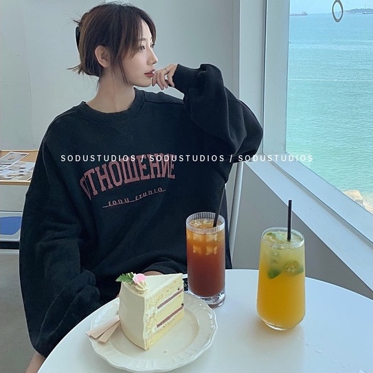 Set Áo Sweater Nỉ OTOWERE Unisex Nam Nữ Form Rộng + Quần Short Ống Rộng Ulzzang