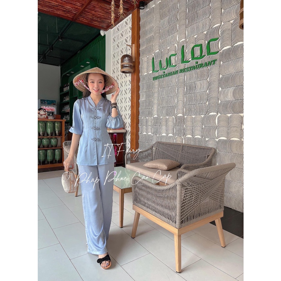 PHÁP PHỤC, ĐỒ LAM ĐI CHÙA NỮ MẪU CỔ TIM NÚT HOA TAY PHỒNG THIẾT KẾ MỚI NHẤT ĐỦ MÀU, ĐỦ SIZE