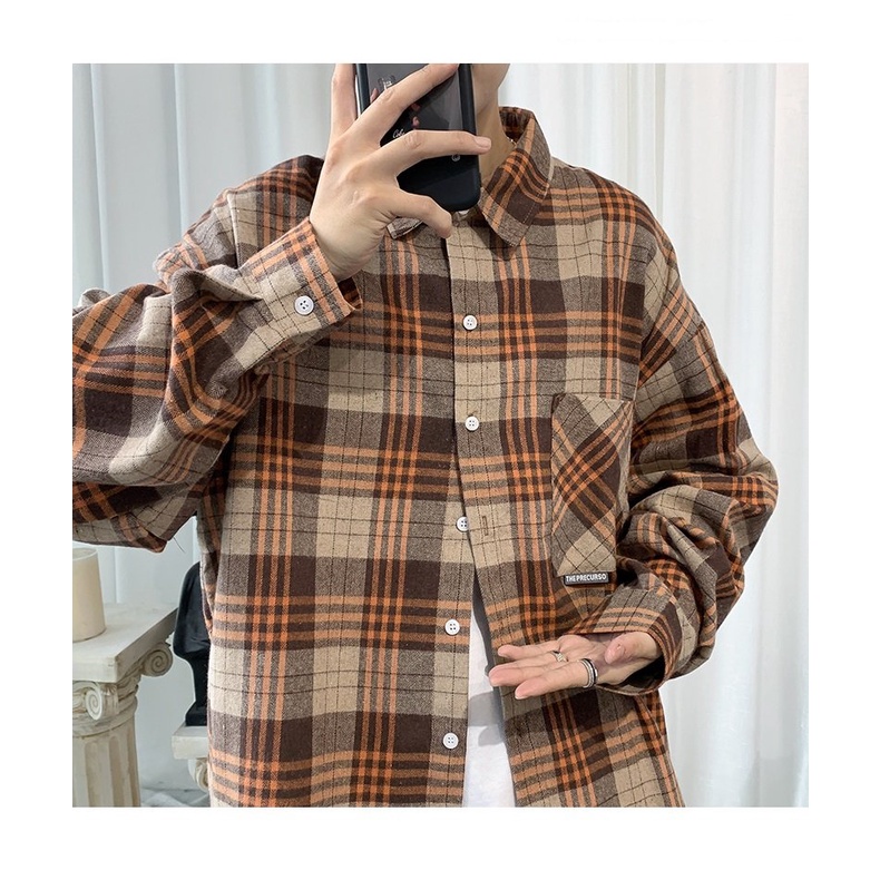 Áo sơ mi kẻ sọc karo flanner unisex tay dài chất vải Kate Nỉ dày đẹp nhiều màu hót