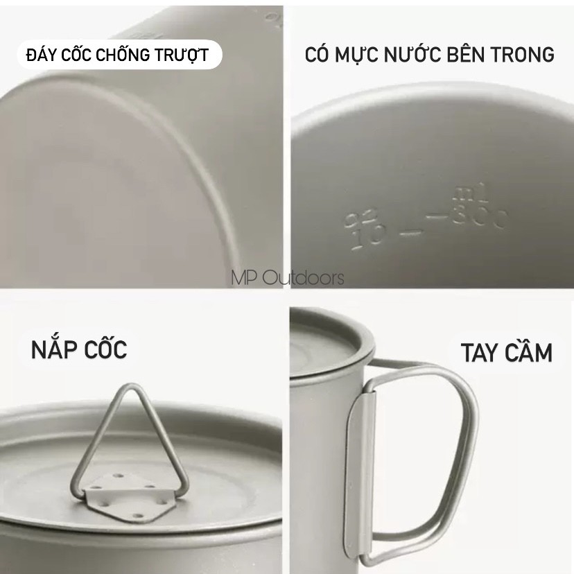 CỐC BÁT TITANIUM SIÊU NHẸ NẤU ĂN UỐNG NƯỚC PHƯỢT DU LỊCH DÃ NGOẠI CẮM TRẠI CAMPING NATUREHIKE NH20CJ005 NH20CJ004
