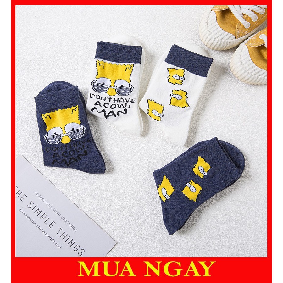 Set 04 đôi tất unisex cổ cao hoạt hình Simpson phong cách TN90