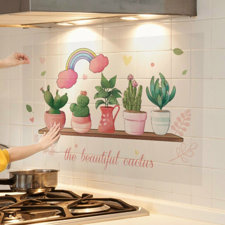 Giấy Dán Tường Nhà Bếp, Miếng Dán Bếp Chống Bắn Dầu Mỡ, Chịu Nhiệt Cao, Chống Nóng