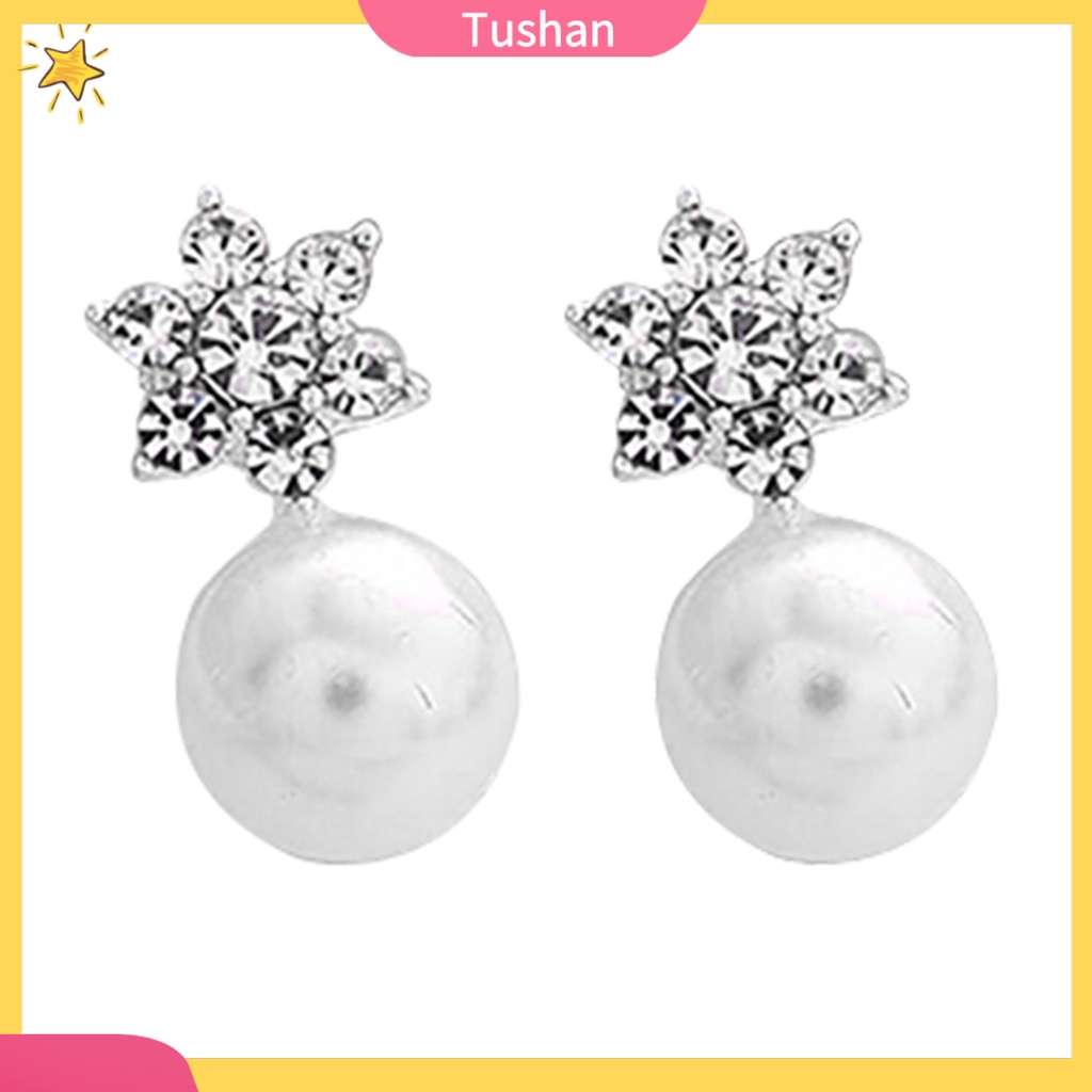 Cặp bông tai đính đá &amp; ngọc trai giả thời trang cho nữ