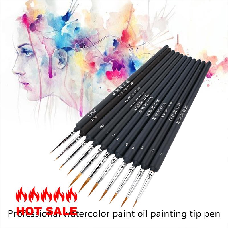 Oil Painting Art Brushes Scriptliner Watercolour Paint Wooden Handle Wolves Hairs Painting Brush Writing Illustration