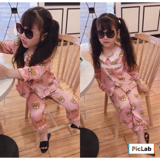 Bộ pijama lụa bé gái siêu xinh
