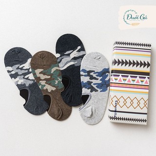 Set tất lười nam đẹp Caramella chất cotton cao cấp mát mịn họa tiết rằn ri, vớ đẹp Đuôi Gà - SET4_QDOI
