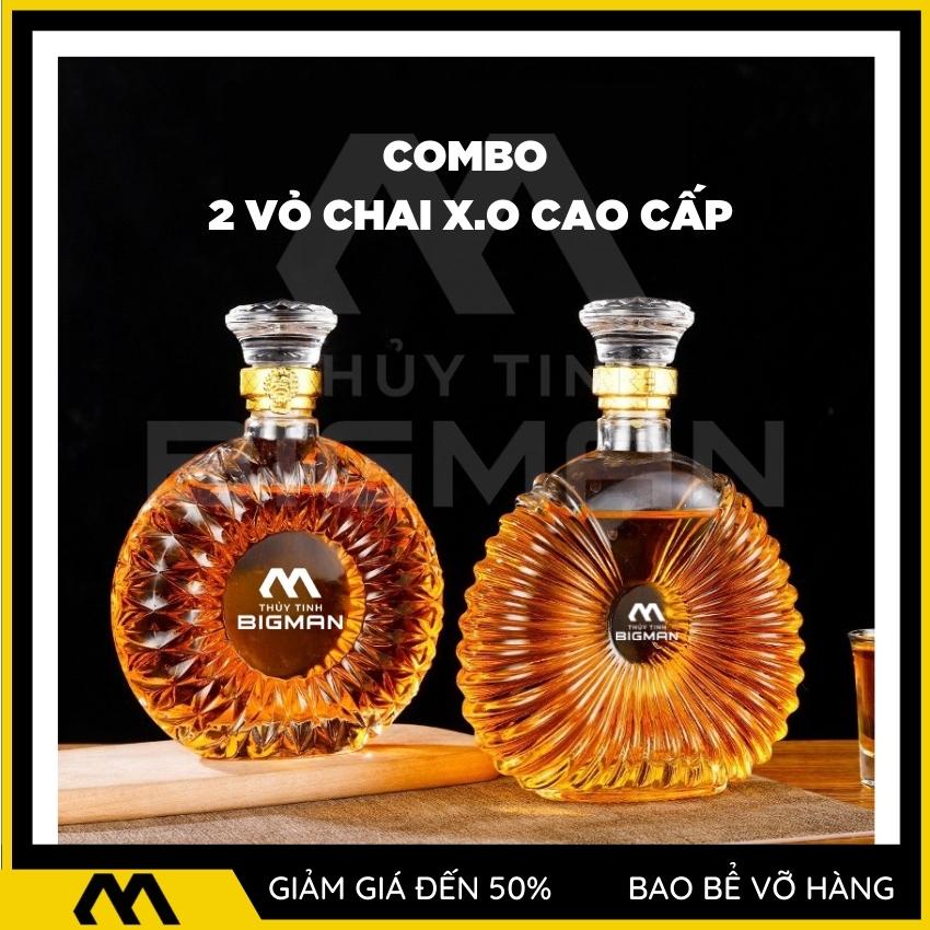 [Combo 2] Vỏ Chai XO (tặng tem XO) Cao Cấp dung tích 500ml kiểu dáng chai đựng rượu thủy tinh CB-M1335 - BIGMANSTORE