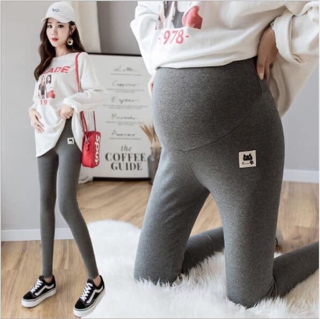 Quần legging BẦU mèo cotton Bozip đẹp- co dãn tối đa