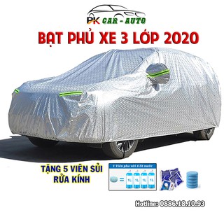 Bạt phủ xe 3 lớp giá rẻ chống mưa to gió lớn, chống nắng, chống xước xe, độ bền cao