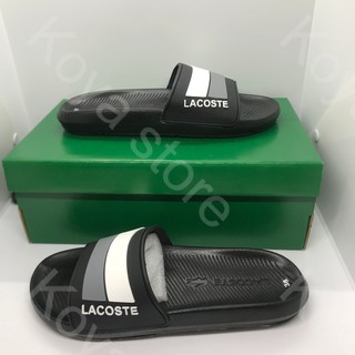 Dép quai ngang nam lacoste đẹp cao su màu đen bền chống trơn trượt - LXF Koya