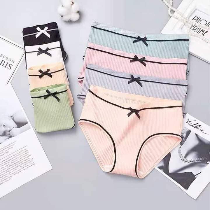[ HÀNG ĐẸP] Quần lót nữ cotton gân tăm gắn nơ, quần lót xuất Nhật kháng khuẩn thời trang