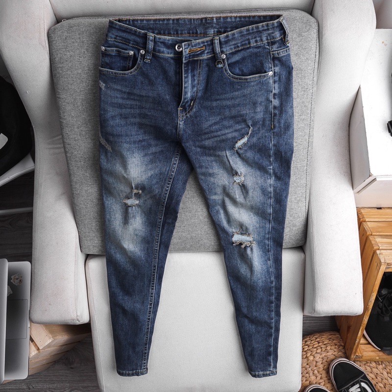 [⚡GIẢM SÂU⚡️VNXK] Quần jean nam co giãn slimfit xuất xịn - màu bụi rách | BigBuy360 - bigbuy360.vn