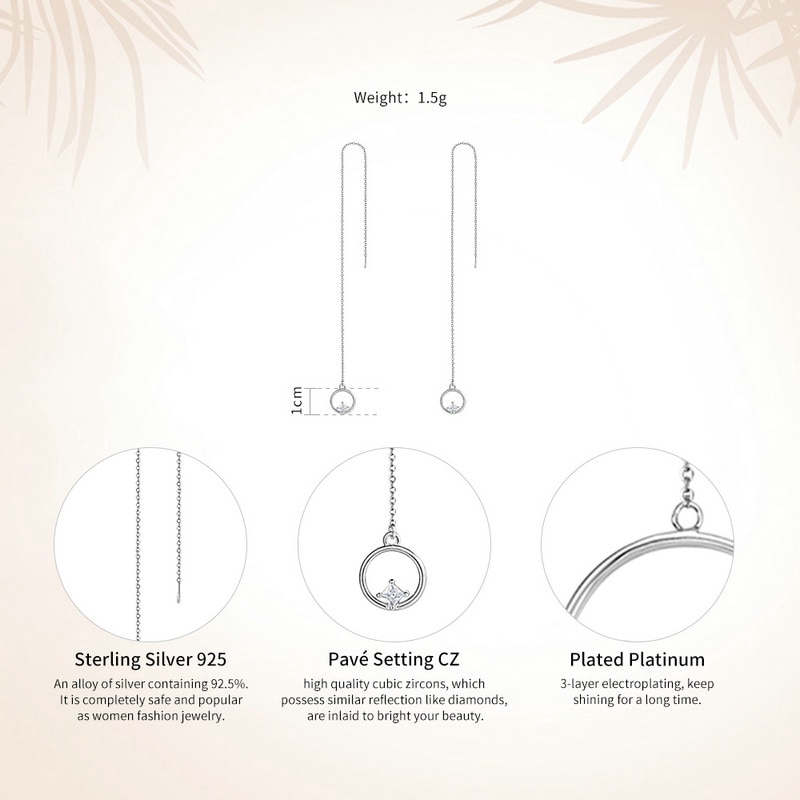 BAMOER Bông Tai BạC 925 ĐíNh Đá Zircon Sang TrọNg