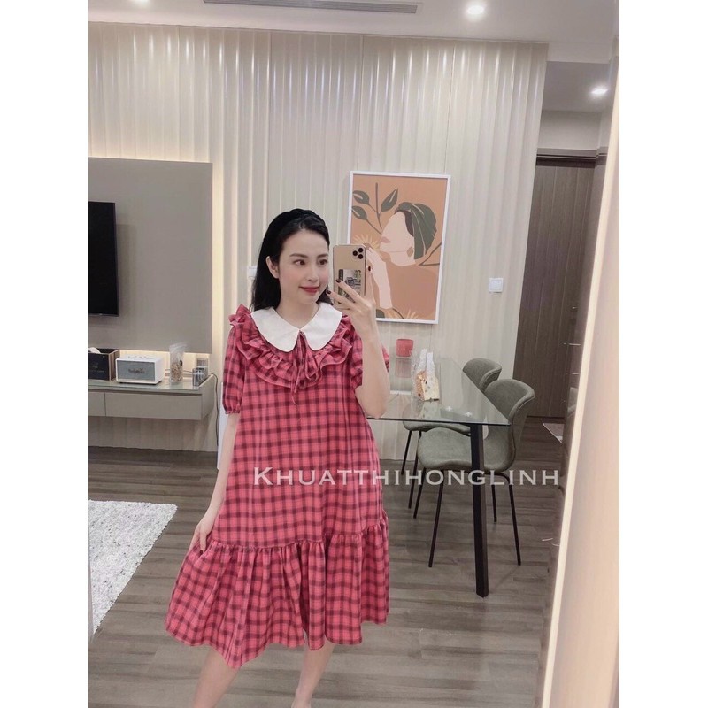 Váy,đầm kẻ baby doll tay phồng | BigBuy360 - bigbuy360.vn
