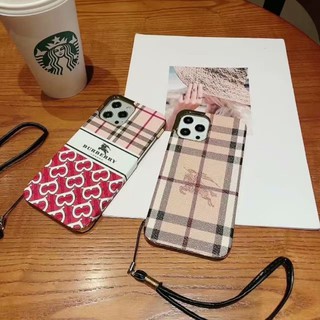 BURBERRY Ốp Lưng Da Có Dây Đeo Tay Cho Iphone12Mini 12promax 11 11pro Max Xr Xsmax Ix I8Plus I7