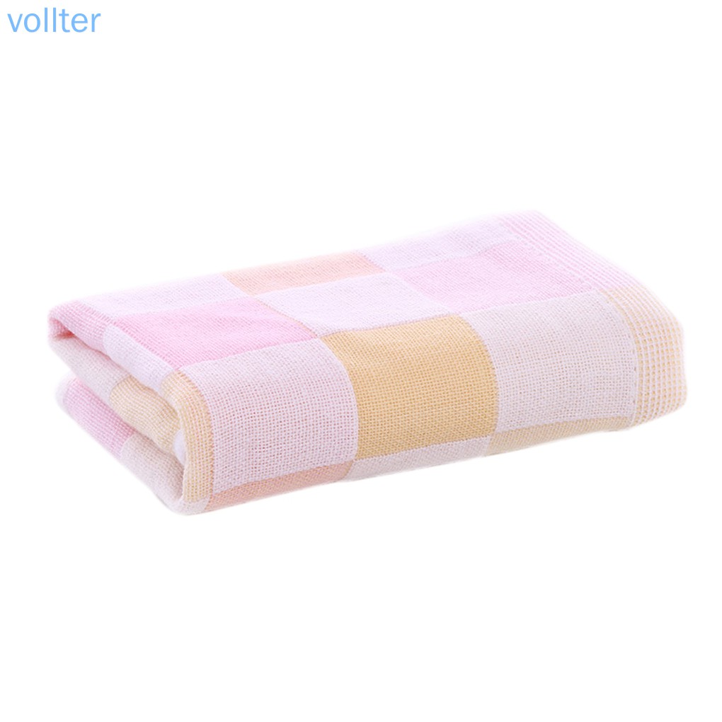 Khăn tắm cotton sọc caro hai lớp đa năng tiện dụng