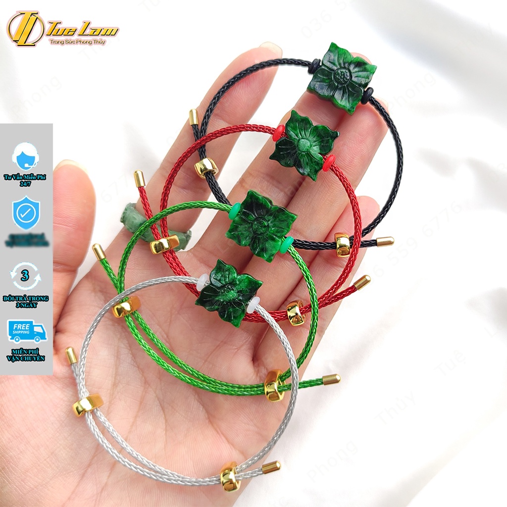 Vòng tay may mắn tài lộc charm hoa mai tứ quý sơn thủy màu xanh lá hợp mệnh mộc hỏa - Tuệ Lâm