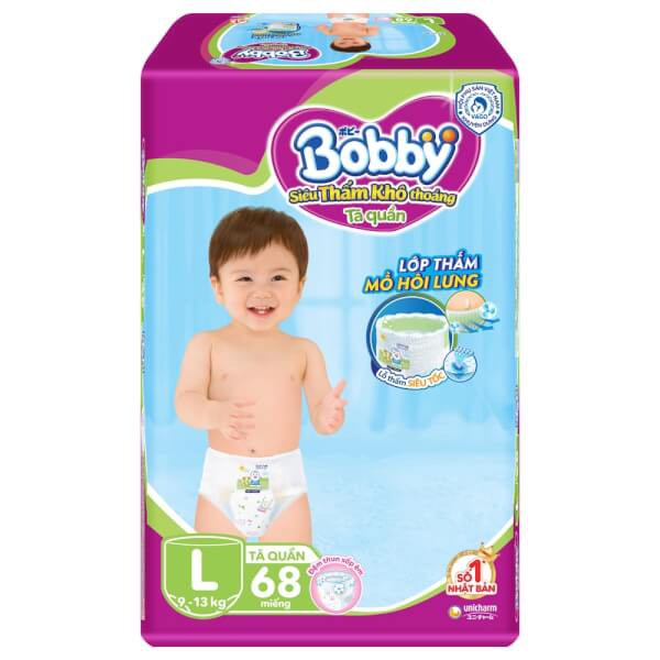 Bỉm tã dán siêu mỏng Bobby Fresh L68 ( từ 9-14kg) - HSD luôn mới