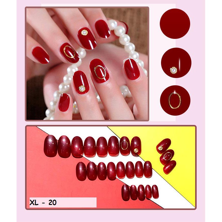Set 24 móng giả mã XL 20 nhiều kích cỡ phù hợp với mọi loại móng