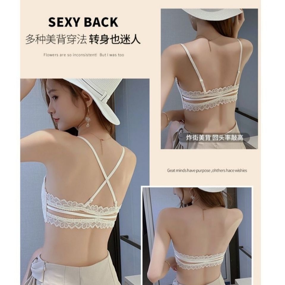 Áo ngực không gọng chống chảy xệ phối ren có khóa cài phía trước và dây đeo dành cho bạn nữ n-26