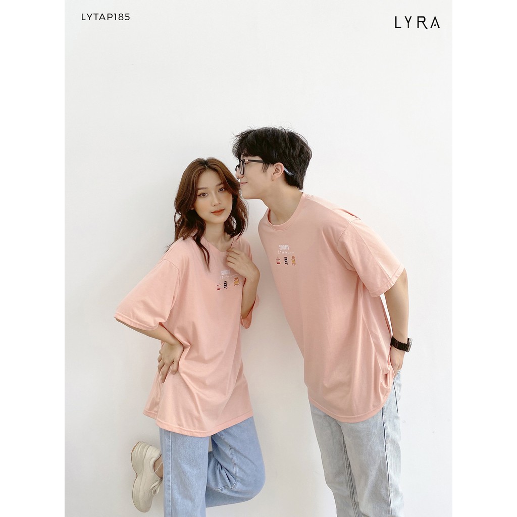 Áo phông  nam nữ Unisex Sunday LYRA, cotton basic dáng suông in chữ trẻ trung phong cách Hàn Quốc -LYTAP185