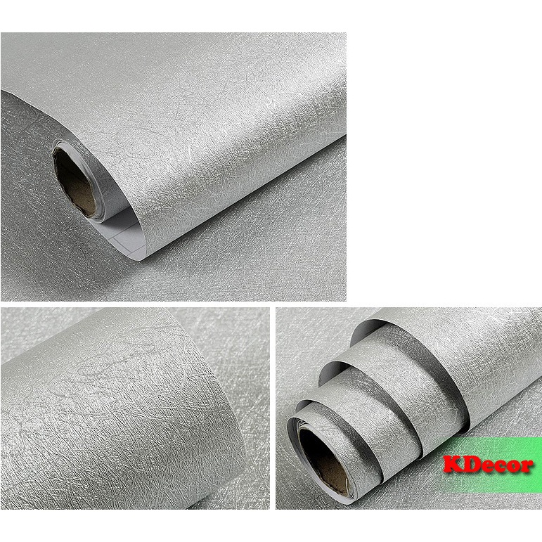 10m giấy dán tường Ghi nhám nổi có keo sẵn khổ rộng 45cm