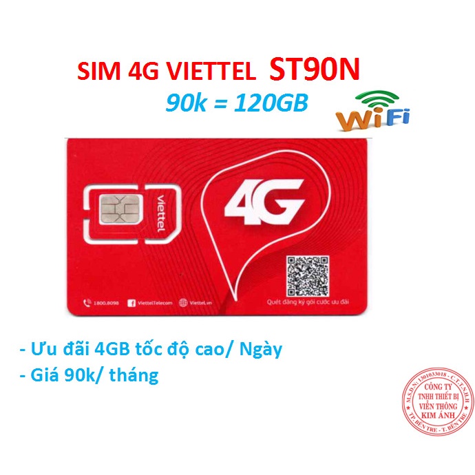 {Bao chặn } Sim Viettel dùng mãi mãi gói ST90N ưu đãi 4GB/ Ngày chỉ 90.000đ, Hàng chính hãng