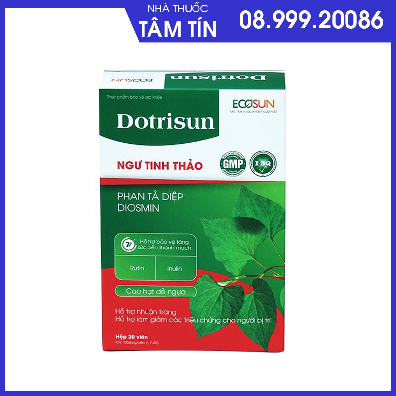 [NEW] Hộp 20 viên uống Dotrisun – Tiêu trĩ nhuận tràng, hỗ trợ giảm các triệu chứng của bệnh trĩ, ngăn ngừa táo bón