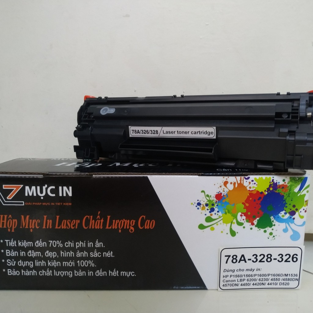 Hộp mực 78A 326 328 [Bảo hành 3T] | Mực máy in LBP 6230DN, 6200, HP P1566 P1606, 1536dnf  đậm đẹp, có xuất VAT