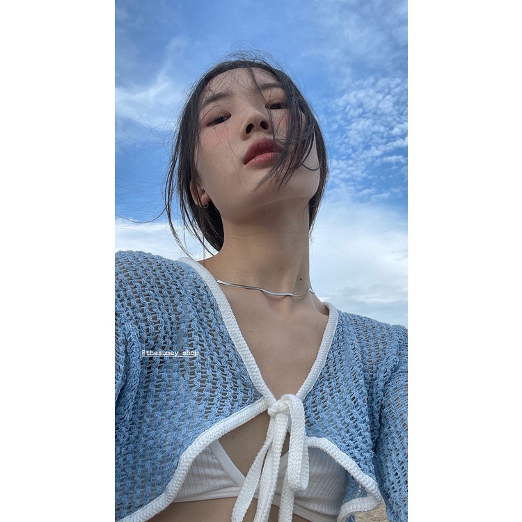 Cocory vn Áo Len Croptop Tay Dài Thiết Kế Quyến Rũ Thời Trang Mùa Hè Mới