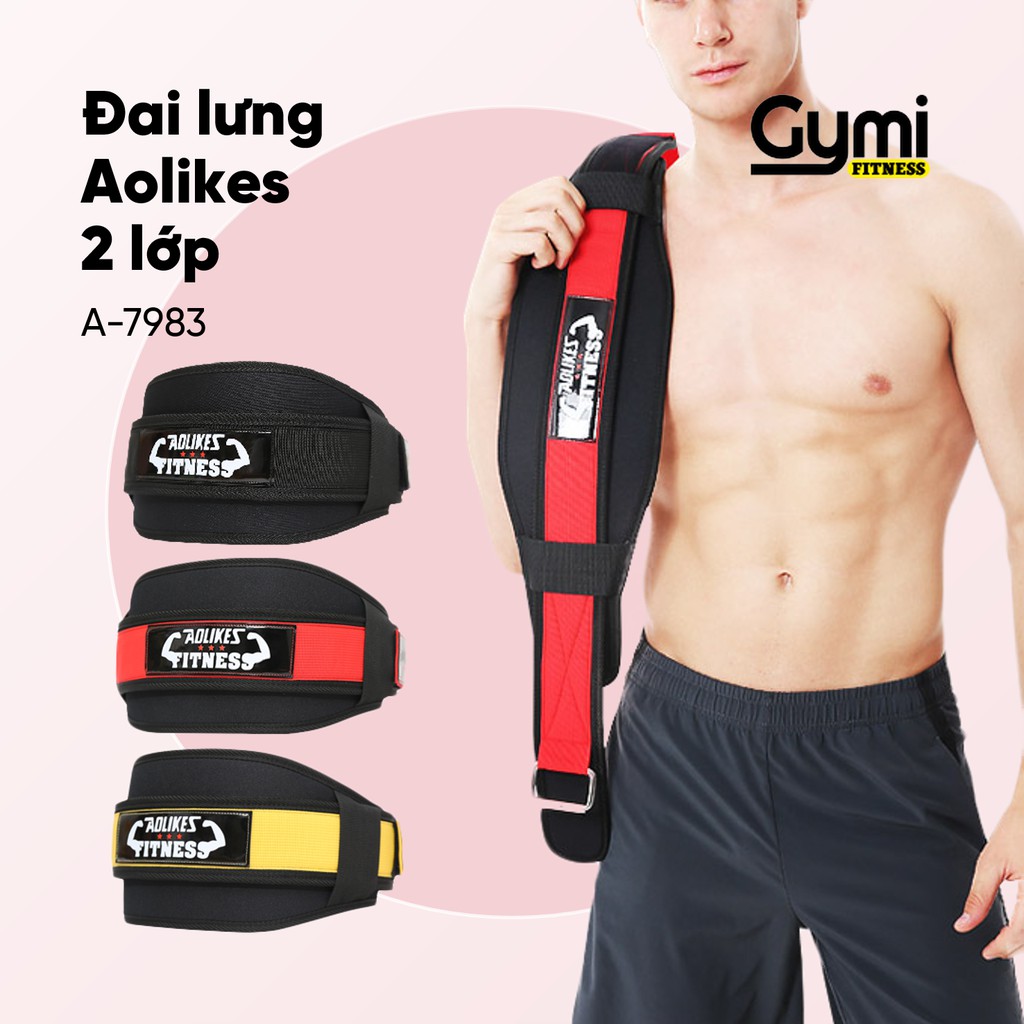 Đai Lưng 2 Lớp Aolikes A-7983 | Nịt Lưng Tập Gym | Bảo Vệ Lưng A-7983