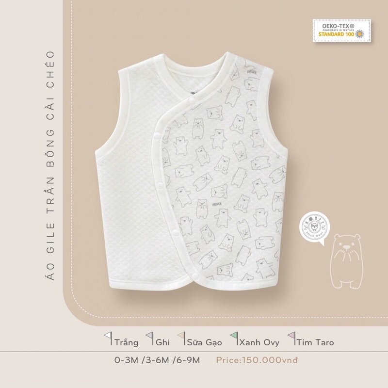 [Hrnee] Áo gile  sơ sinh cho bé trai/bé gái