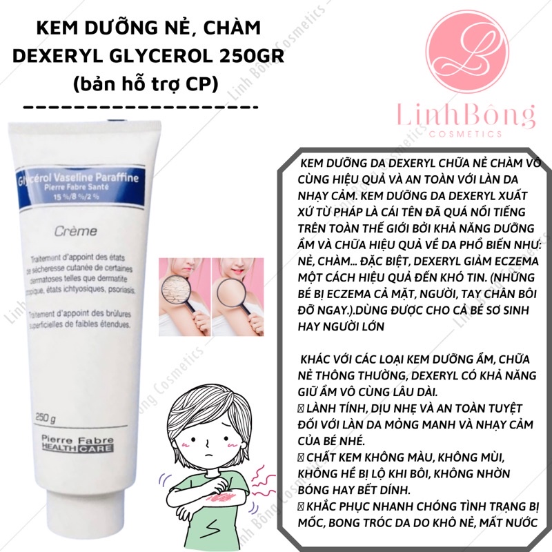 KEM DEXERYL GLYCEROL DƯỠNG NẺ - CHÀM 250G (BẢN HỖ TRỢ CP)