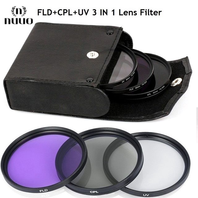 ⋐⋐ New 55MM UV Lens +CPL Lens+FLD Lens 3 in 1 Lens Filter Set with Bag for Cannon Nikon Sony Pentax Camera Lens 【nuuo】