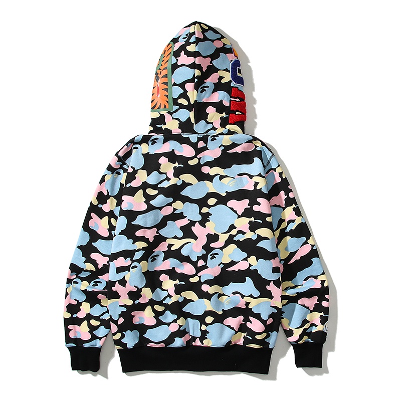 ❤❀  ❤ Bape Áo Khoác Hoodie Tay Dài In Hình Đầu Cá Mập Họa Tiết Rằn Ri Cá Tính Cho Cặp Đôi