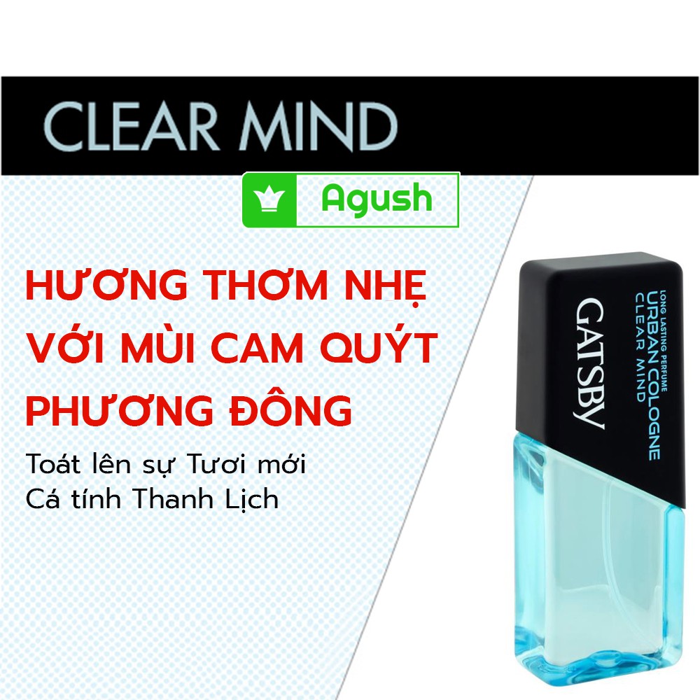 Nước hoa nam chính hãng thơm lâu mini Gatsby Urban Cologne Clear Mind 60ml bỏ túi lưu hương lâu nhẹ nhàng thanh mát rẻ | BigBuy360 - bigbuy360.vn