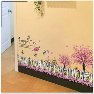 Decal  Dán Chân Tường Hoa Cây Tím