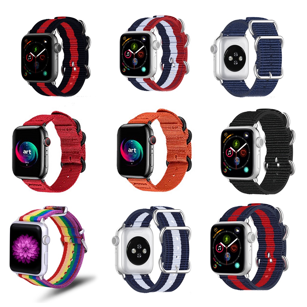 : Dây đeo apple watch vải dù Bụi Leather - D126 thoải mái đi trời mưa, series 3, 4, 5, 6, SE, size 38-40-42-44mm