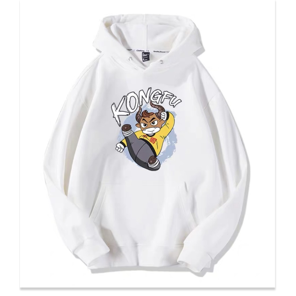 ÁO HOODIE NAM NỮ DU XUÂN TRÂU VÀNG KONGFU SIÊU CUTE