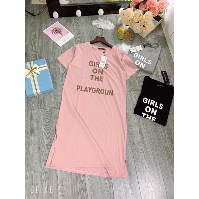 Đầm Dáng Dài , Váy Suông Dài Nữ Họa Tiết In Chữ Girl Chất Thun Cotton Hàng VNXK | BigBuy360 - bigbuy360.vn
