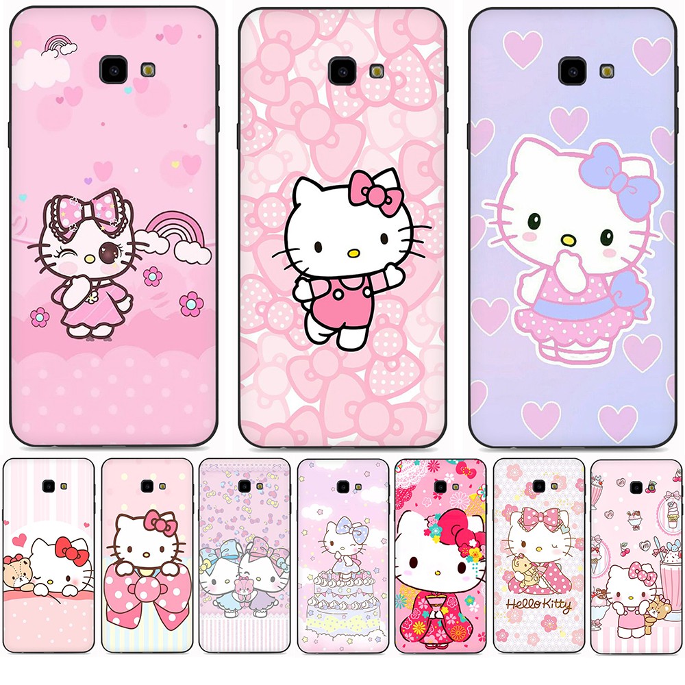 Ốp điện thoại TPU silicone màu đen in hình hello kitty chống rơi vỡ cho Samsung Galaxy J2 J5 J7 Prime J7 Core J7 Pro