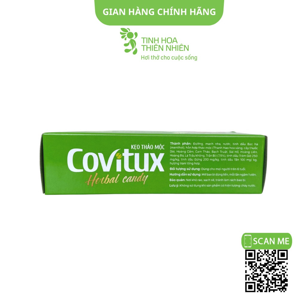 Combo 2 kẹo thảo mộc Covitux (30 viên) - Giảm ho, đau họng, sổ mũi do cảm cúm - Genat - Tinh hoa thiên nhiên