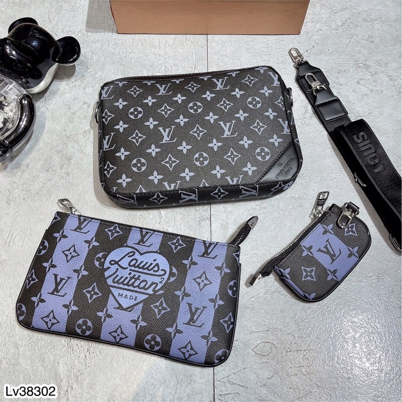 Túi Đeo Chéo Combo 3 túi LV Vàng, Xang Siêu Đẹp - Túi Đeo Nam Da Pu LV Cao Cấp