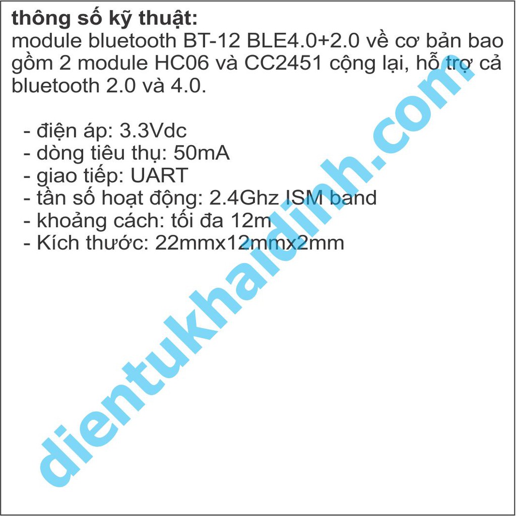 module bluetooth BT-12 BLE4.0+2.0 22*12*2mm kde3237